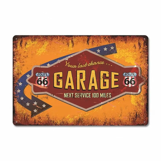 Retro Route 66 Garage Sign - Your Last Chance for Service